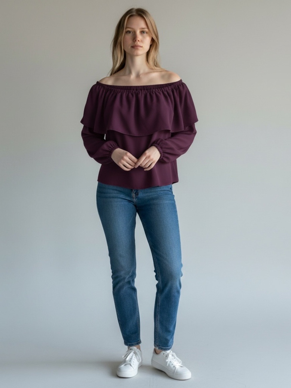 Wilfred Layered Off-Shoulder Blouse - Plum